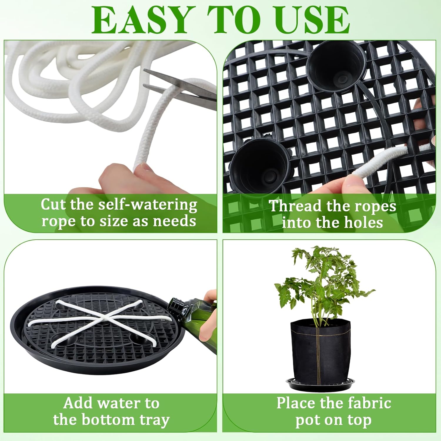 5-Pack 12" Plastic Plant Saucer, Self Watering Pots for Indoor Plants, Bottom Plant Water Catcher Tray, Indoor/Outdoor