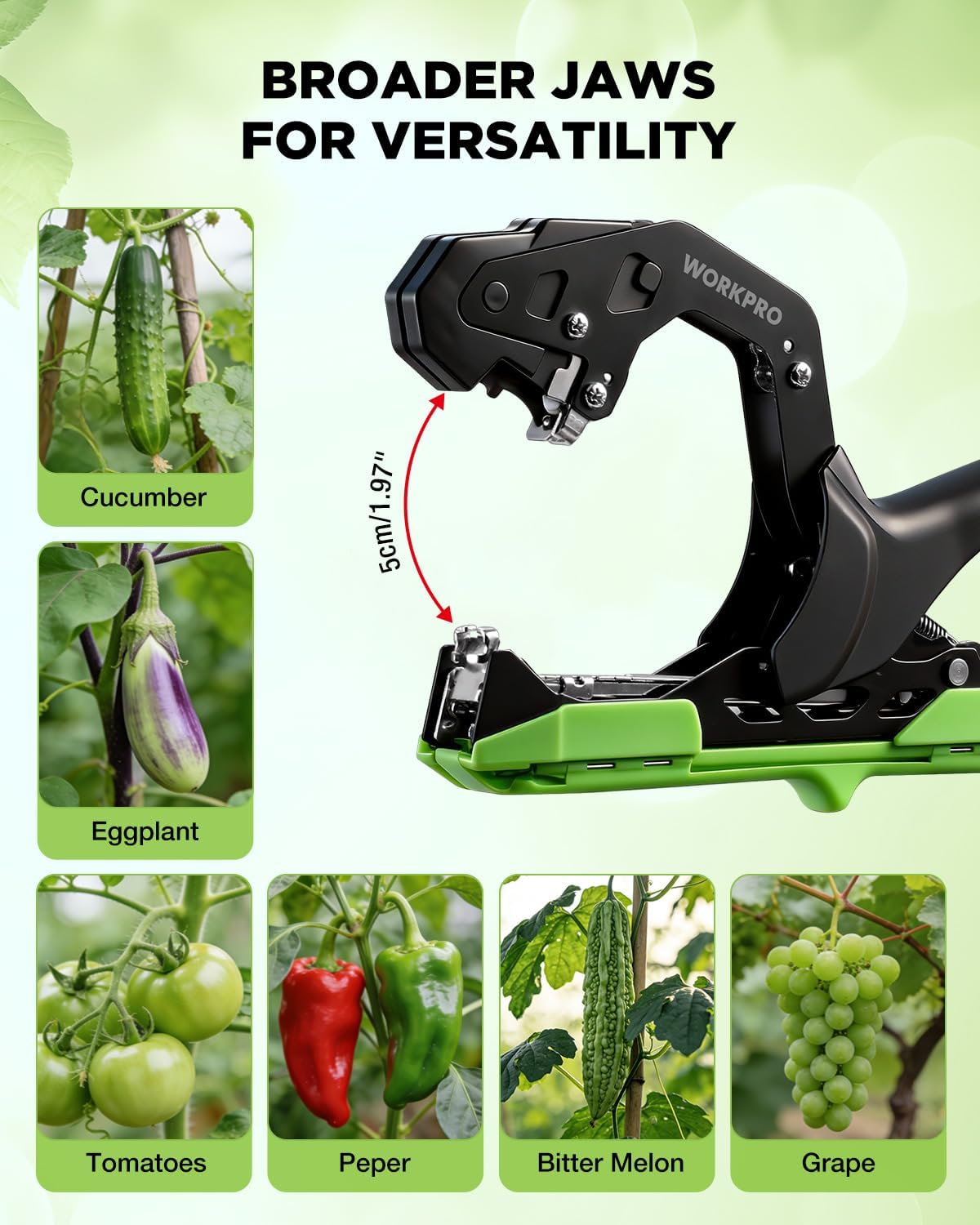 WORKPRO Plant Tying Machine with Gloves & 20 Rolls of Tape & 10,000 Staples | Lightweight Tape Gun for Tying Vines and