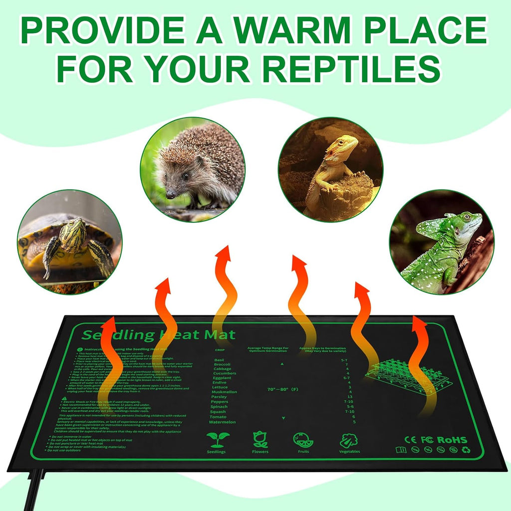 Ganeen 4 Pack Seedling Heat Mat for Seed Starting with Temperature Adjustable Knob 10" x 20" Waterproof Heating Pad for