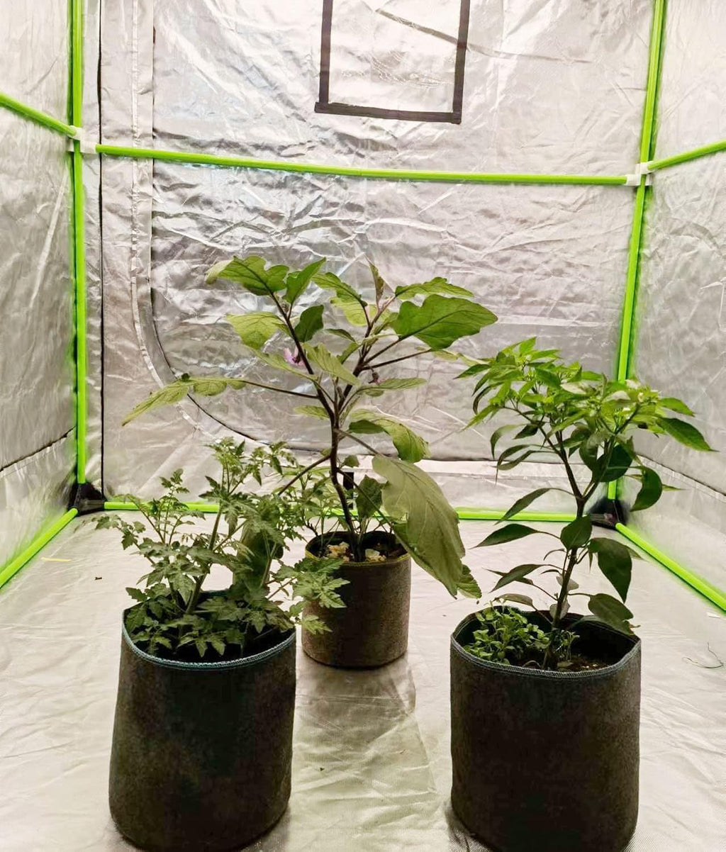 HORTIPOTS Fabric Pots 5 Gallon Non So Floppy Air Pruning Smart Grow Bags Black Gray (Pack of 10)