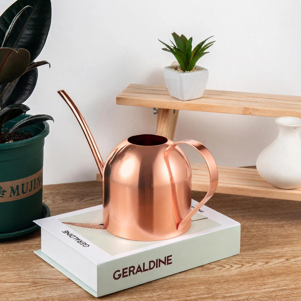 IMEEA 30oz Indoor Plant Watering Can Stainless Steel Long Spout, Rose Gold