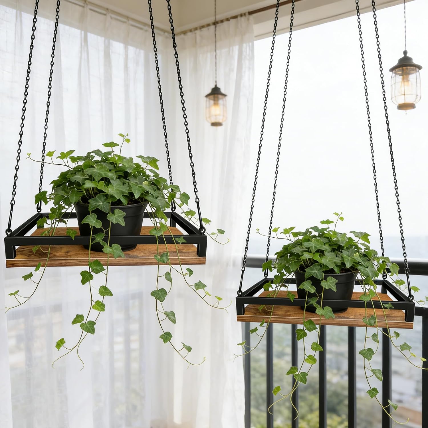 Lilybud--lily Plant Hanger Indoor, 2 Pack 11.8" Wooden Hanging Plant Holder | Hanging Planter for Indoor Plants, Load