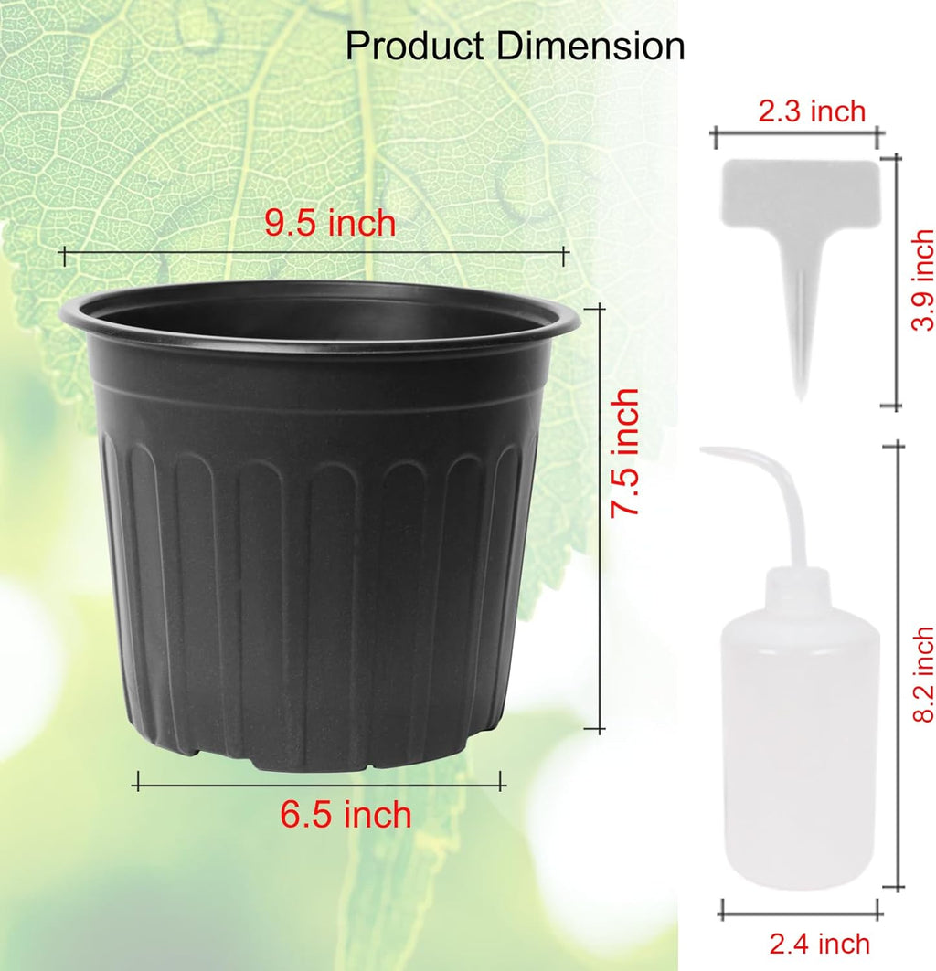 50-Pack 2.5 Gallon Flexible Plastic Plant Pots,Thickened Soft Seed Starting Container for Indoor Outdoor Plants