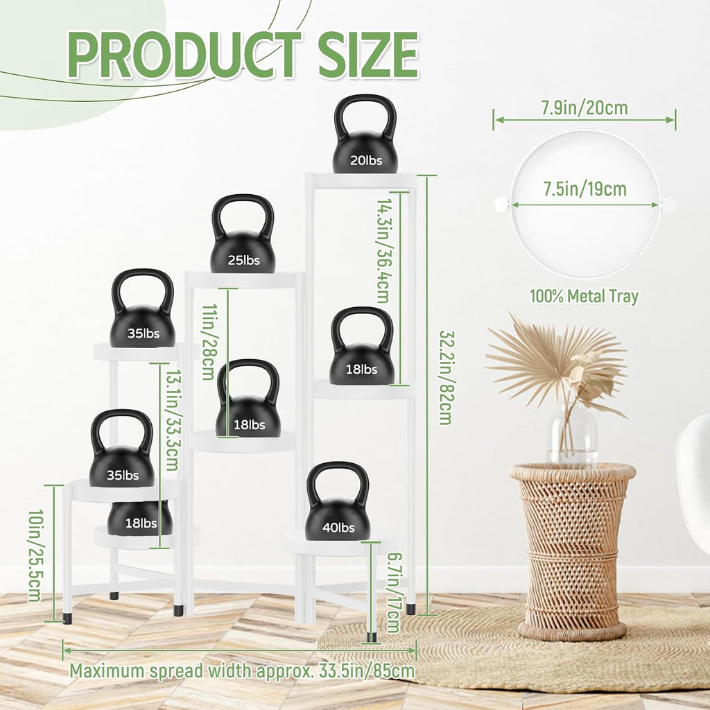 iDavosic.ly Plant Stand Indoor Outdoor, 8 Tier Metal Corner Shelf, White | Tiered Flower Display Holder, Folding Multi