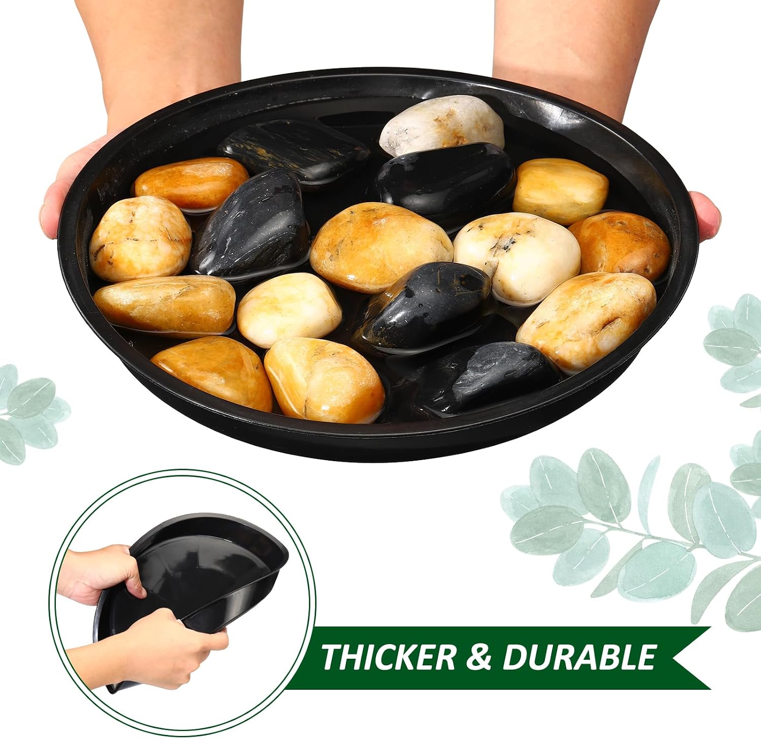 PATIKIL 4 Pack Plastic Plant Saucer, 20 Inch Plant Tray for Pots Round Plant Dish Plant Drip Trays Water Tray for