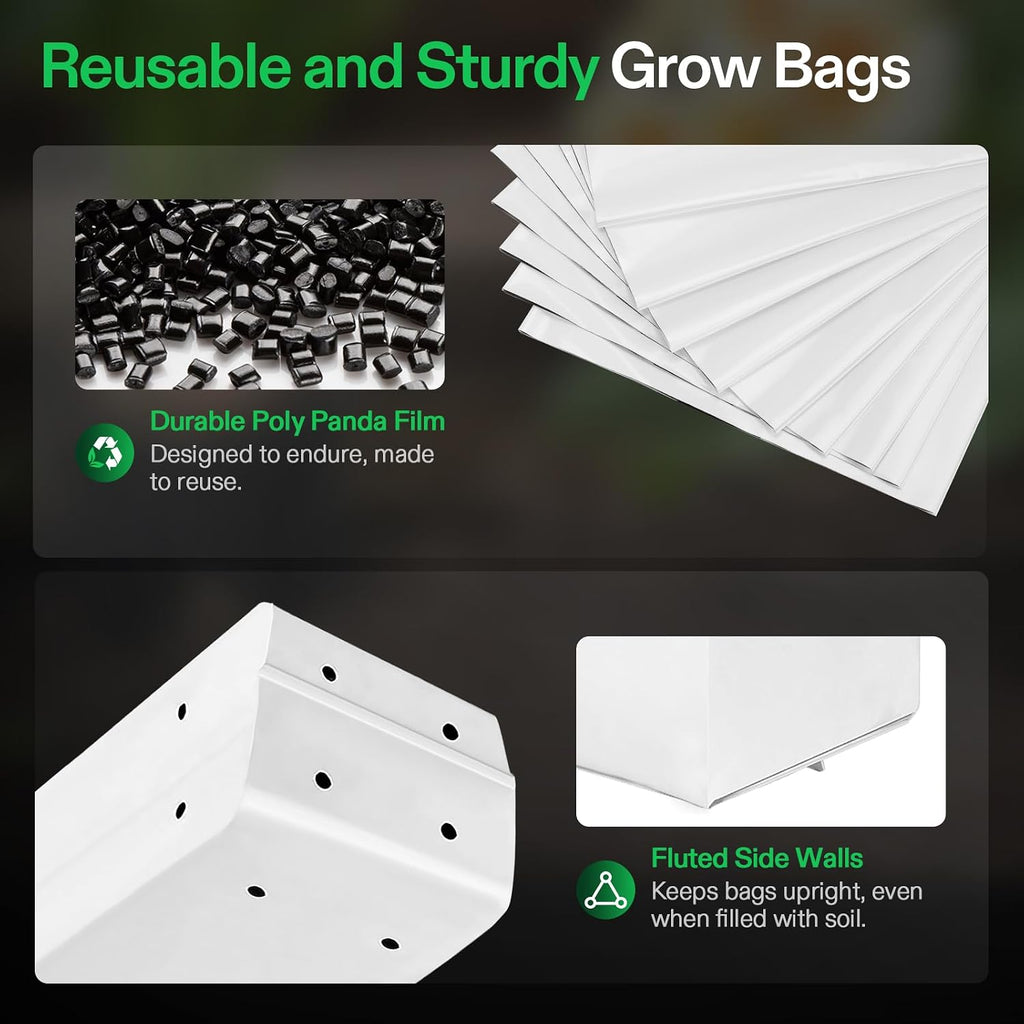 VIVOSUN 100-Pack 3 Gallon Grow Bags for Plants, Black-and-White Thick Plastic Bags for Potting Seedlings, and Rooting
