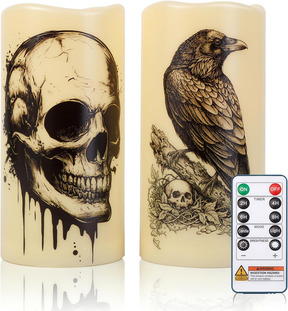 Amagic 3"x6" Halloween Flameless Candles, Waterproof LED Pillar Candles