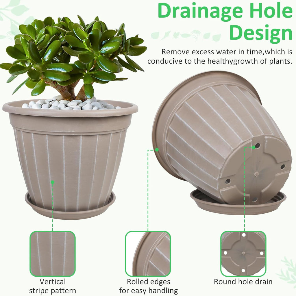 12 Inch Pots for Plants,4 Pack Tall Planter,Large Flower Pot Outdoor | Plastic Garden Pots with Drainage Hole &