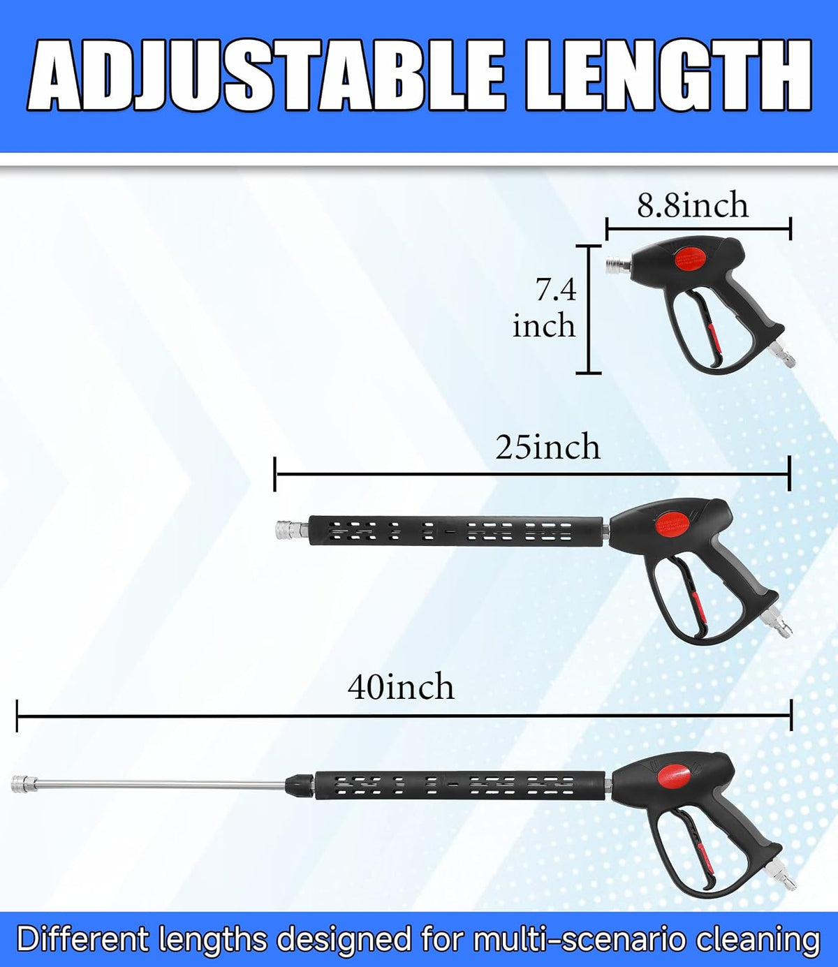 M MINGLE Swivel Pressure Washer Gun with Extension Wand, 3/8" Quick Connect | 4000 PSI High Pressure Spray Gun with 5