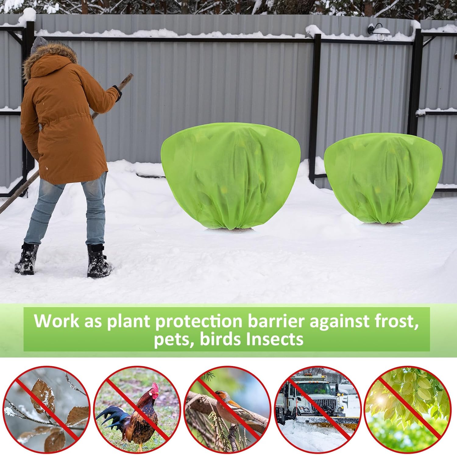 6 Pcs Winter Plant Covers Freeze Protection 39.4x23.6 Inch Horizontal Shrub Tree Rose Plant Protection Bags Frost