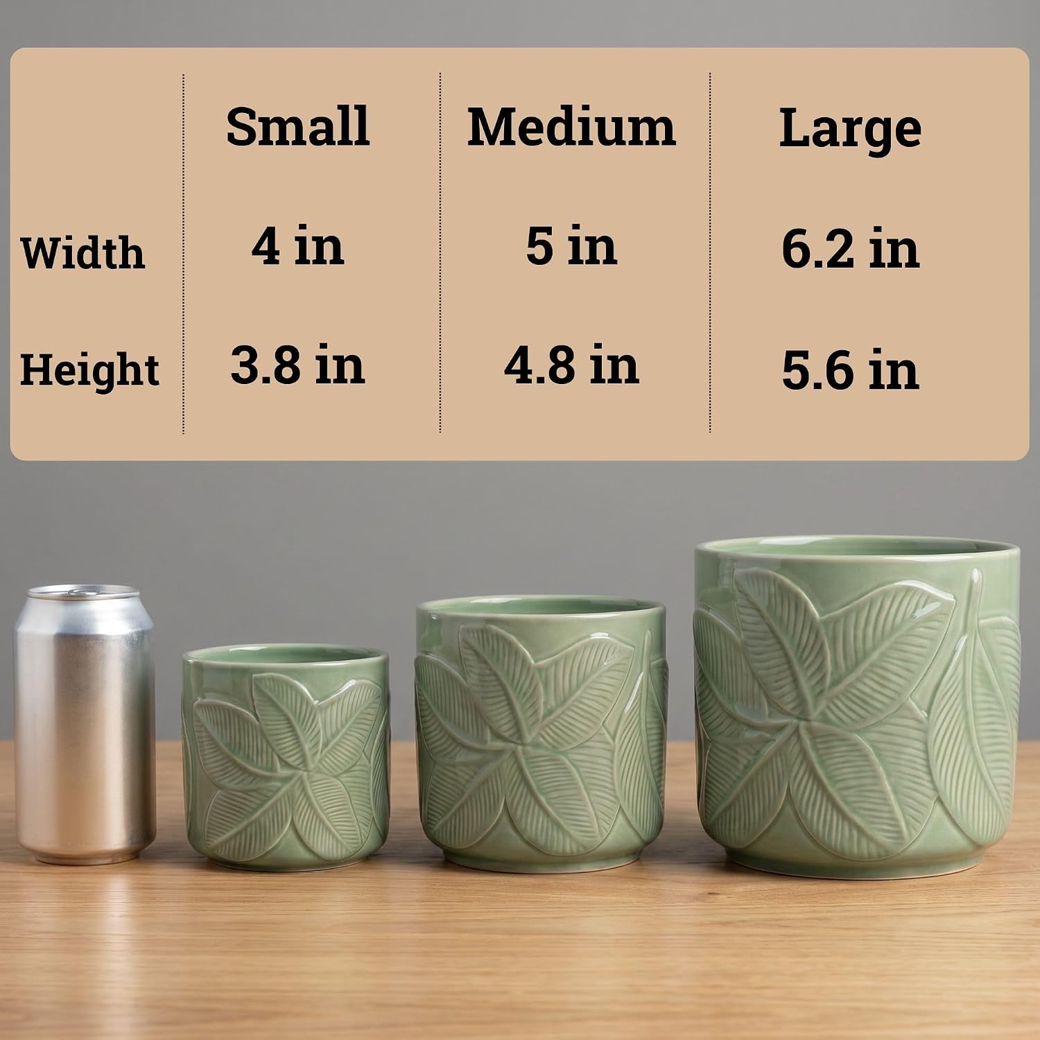 Ceramic Pots for Plants Set of 3, 6, 5, 4 Inch Diameter with Drainage Holes | Thick Durable Ceramic Pots, Plant Pots