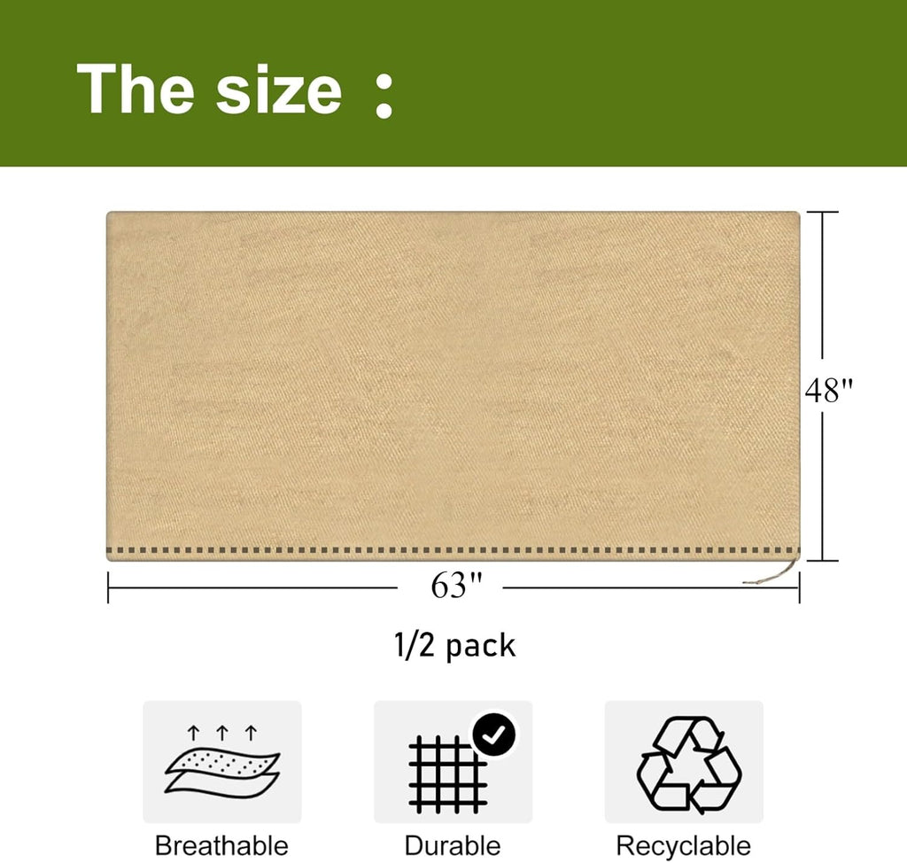 Agfabric Burlap Plant Covers Freeze Protection, 63in x 48in Warm Plant Frost Blankets with Drawstring, Reusable Frost