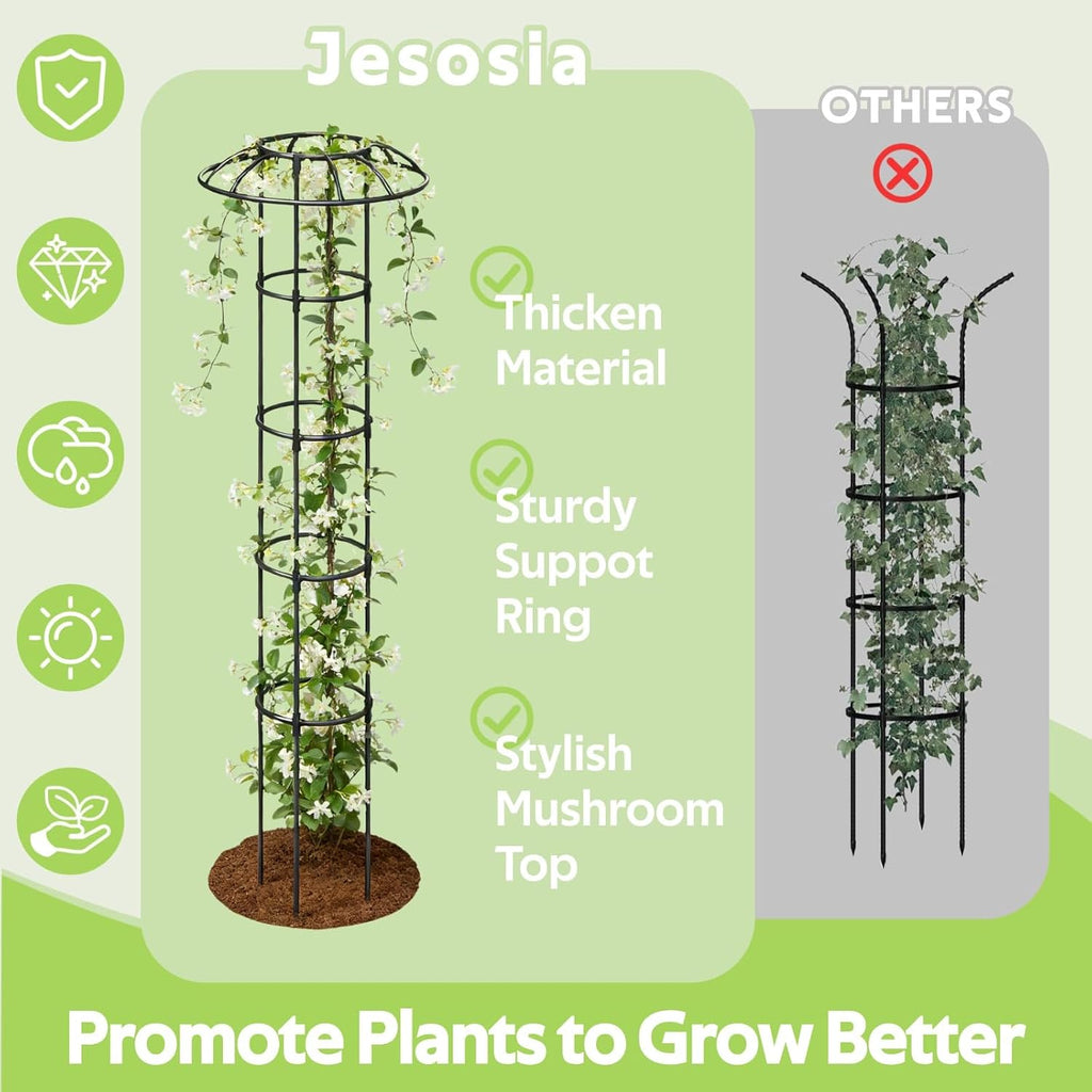 Garden Trellis for Climbing Plants Outdoor - Unique Umbrella Top Round Trellis for Indoor Potted Plant - 64" Tall