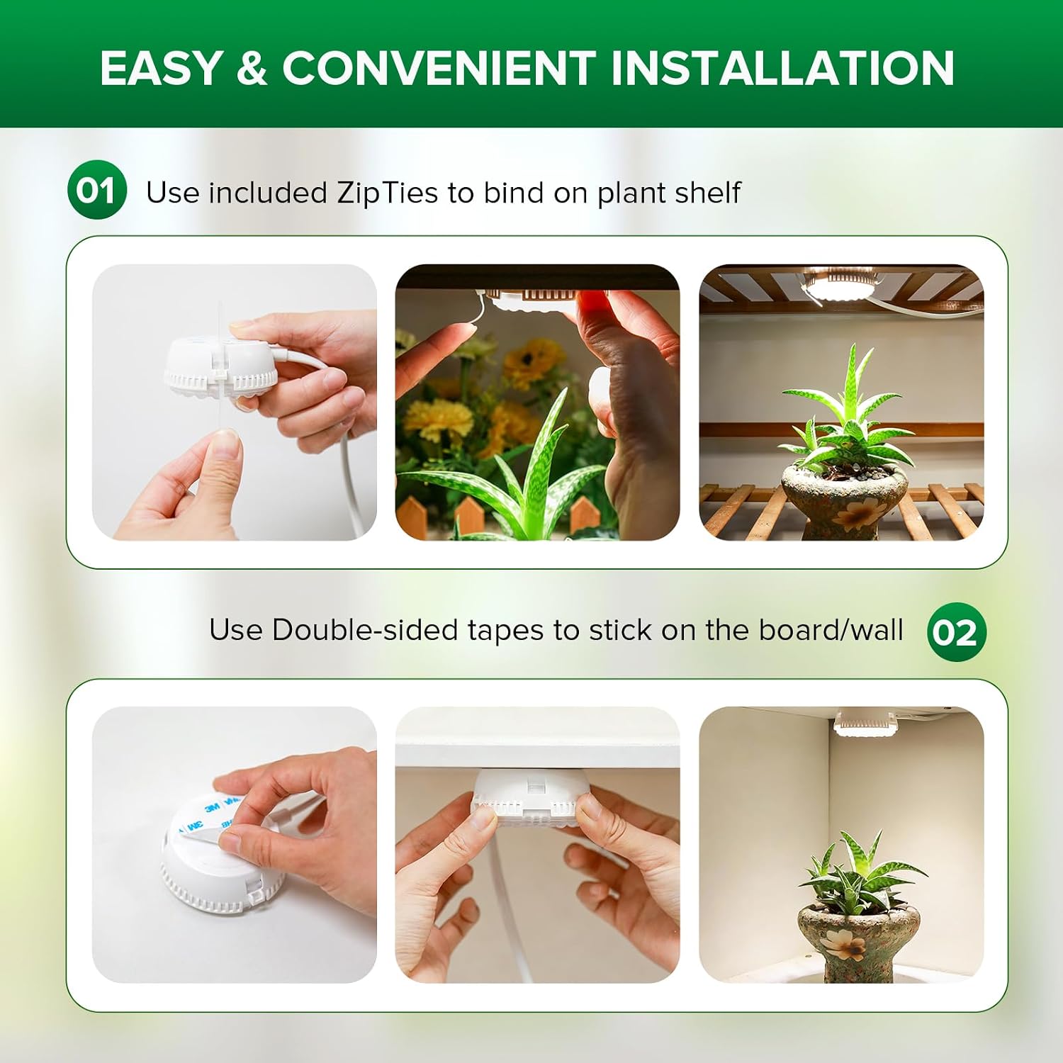 SANSI Puck Grow Lights for Indoor Plants,10W 2-Head Plant Lights with Timer | Full Spectrum Plant Lights for Indoor
