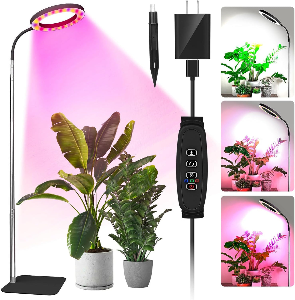 Grow Lights for Indoor Plants, Floor LED Plant Light for Tall Plant, Black