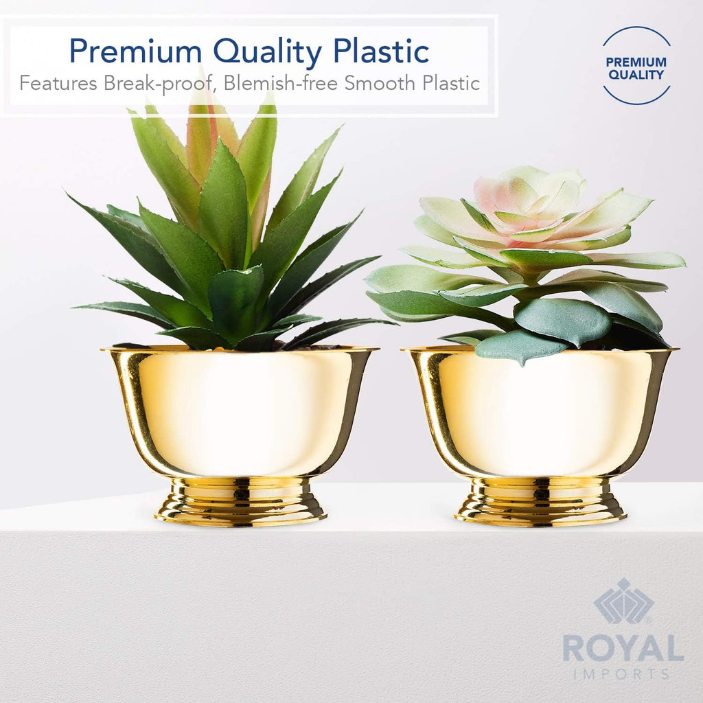 Royal Imports 8" Decorative Plastic Planter Pedestal Bowl- Flower Pot Cover, Footed Succulent Dish for Wedding, Party