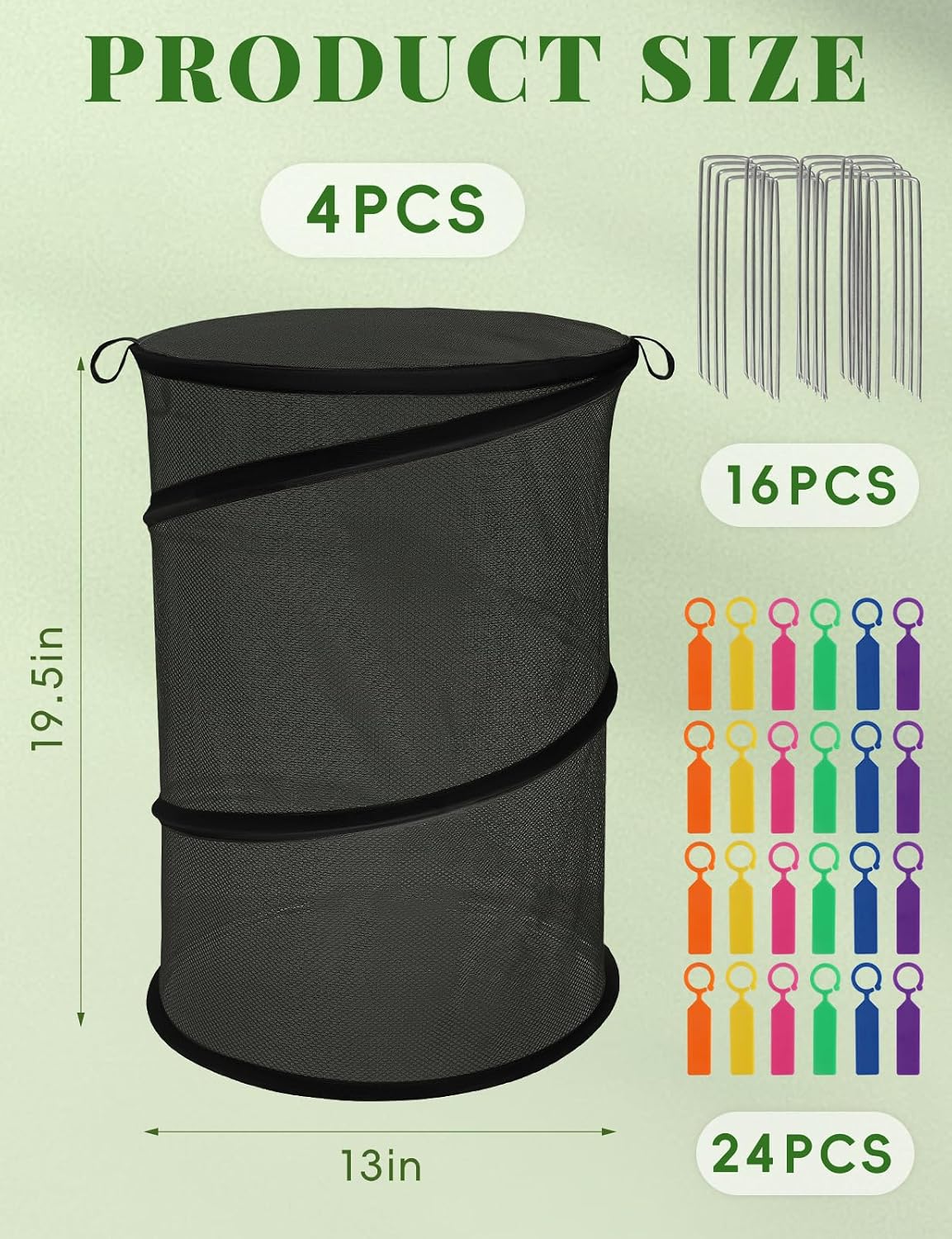 4 Pack Pop Up Plant Covers from Animals, 20" H X 13" D Insect Garden Covers, Round Foldable Mesh Plant Cover, Plant