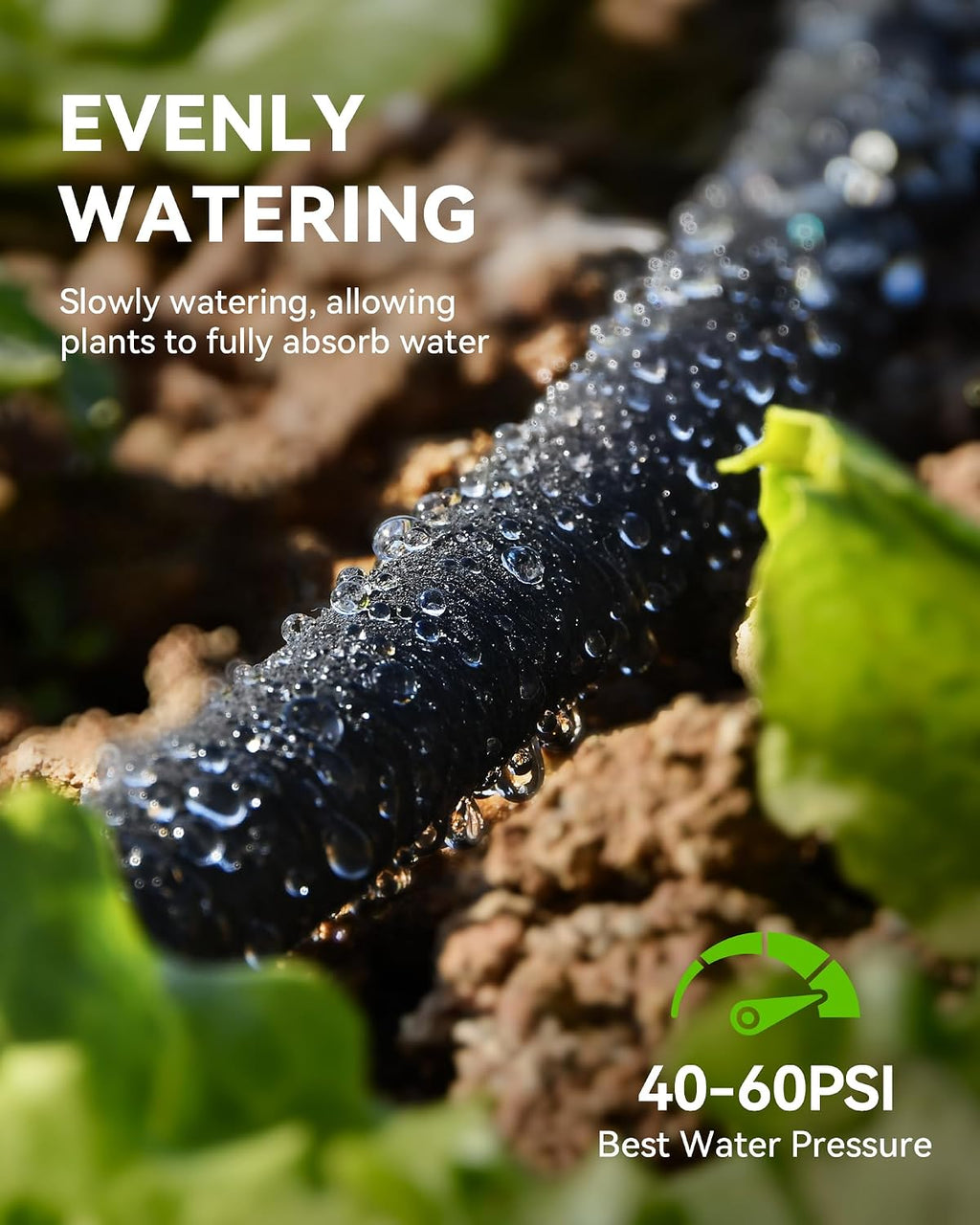 RAINPOINT 1/2'' Soaker Hose 50ft for Garden, Drip Irrigation Hose, Water Seeper Soaker Hoses for Foundation Watering