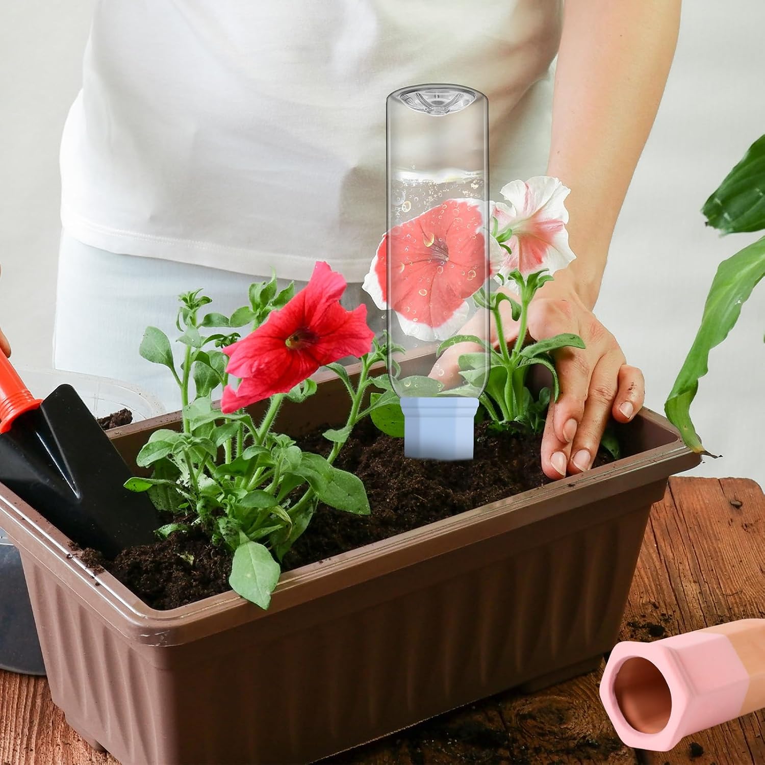 DoubleFill 8 Pcs Terracotta Plant Watering Spikes Self Watering Planter Insert Automatic Plants Waterer Devices 8