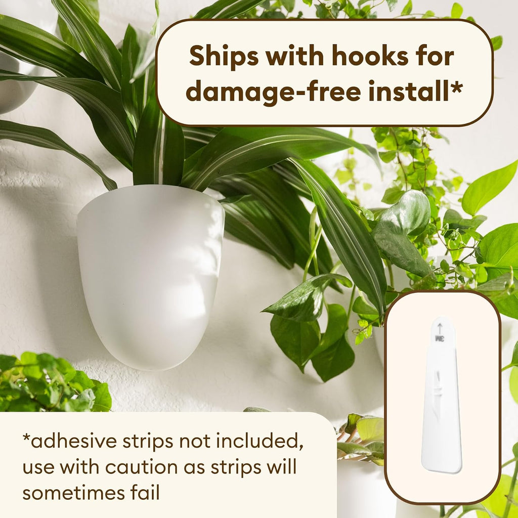 PlantPod Classic - Self-Watering Wall Planters (6, White) - Easy to Water and Install - Lightweight - Design Your Own