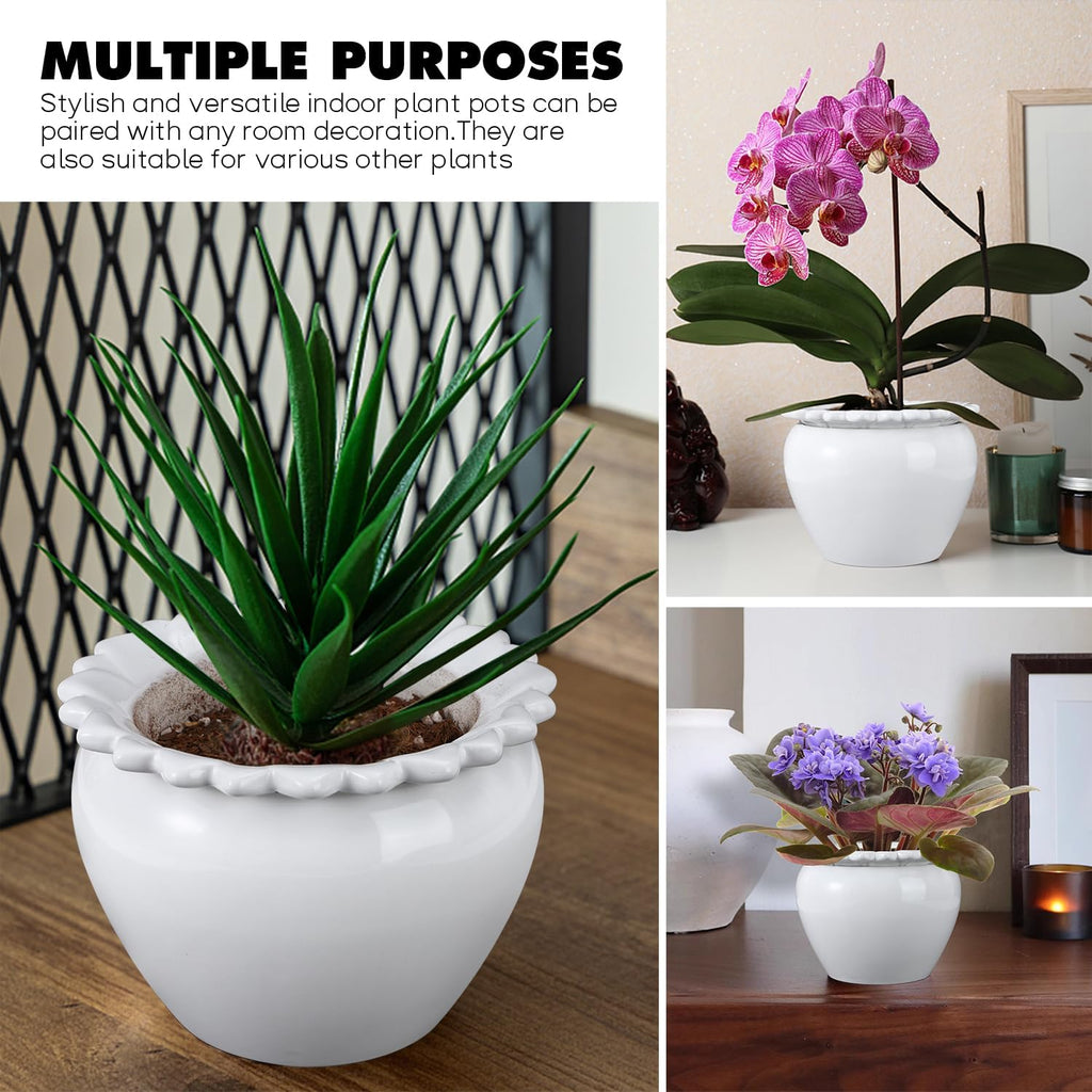 African Violet Flower Pot Ceramic Self Watering Flower Pot 6.5 * 4.6 * 4 inch Simple Plant Self Watering Pot Indoor