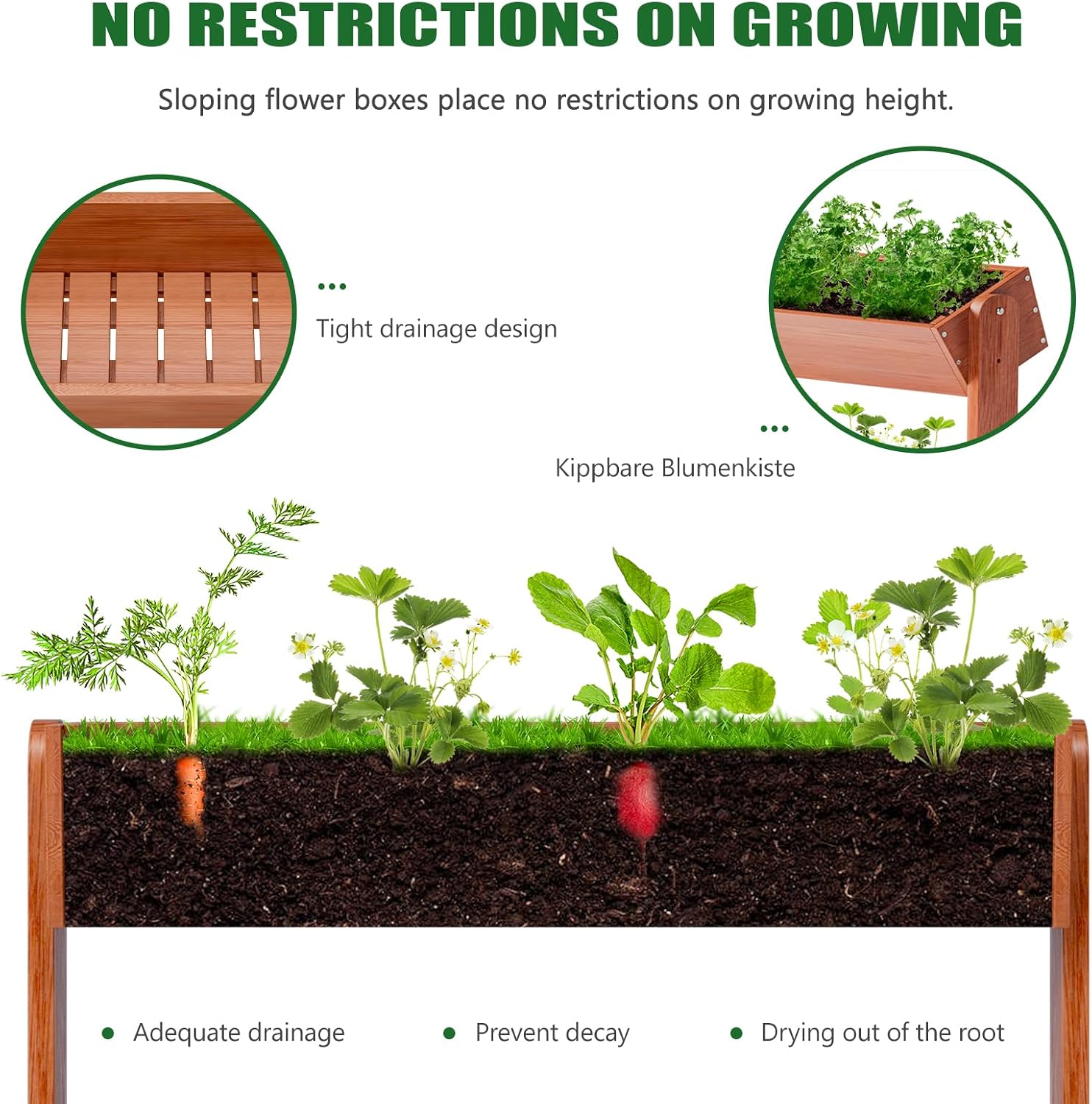 Wood Vertical Raised Garden Bed, 4 Tier Planter Box | Garden Planter Raised Bed Freestanding Plant Stand Flower Rack