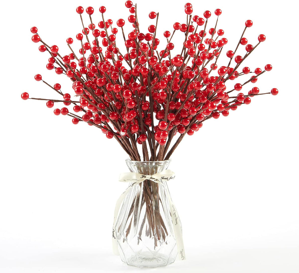 joyhalo 12 Pack 12.6in Red Berry Stems