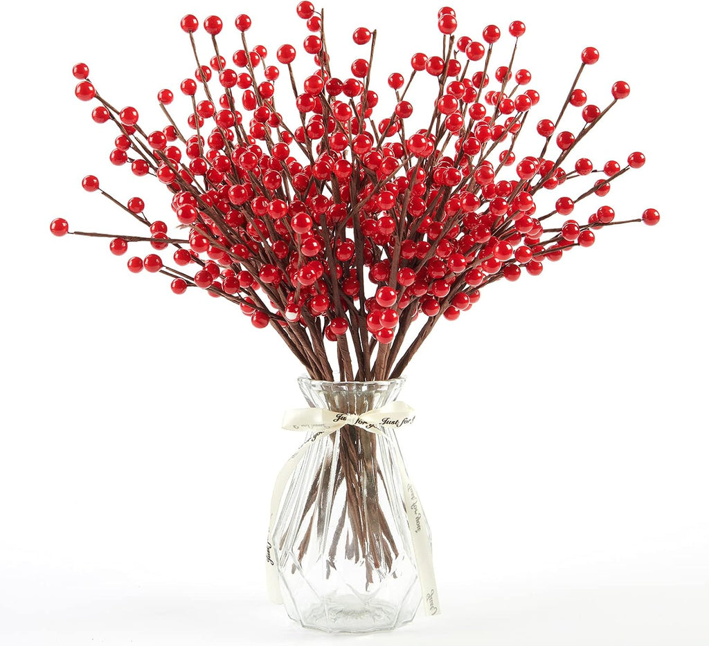 joyhalo 24 Pack 12.6in Red Berry Stems