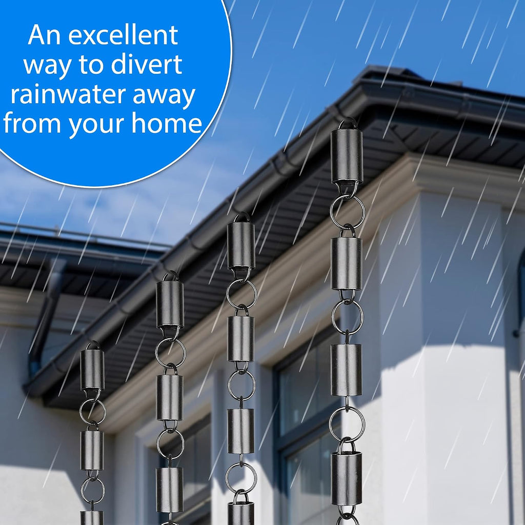 Channel Rain Chains for Gutters 8.5ft Black