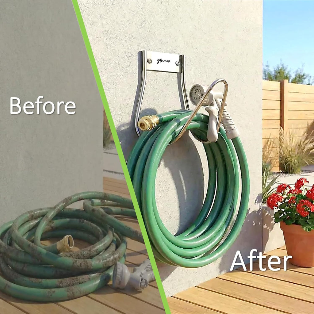 JBscoop Garden Hose Holder Stainless Steel Small Wall Mount Garden Hose Hook, Ideal for Water, Air, Hydraulic Hose