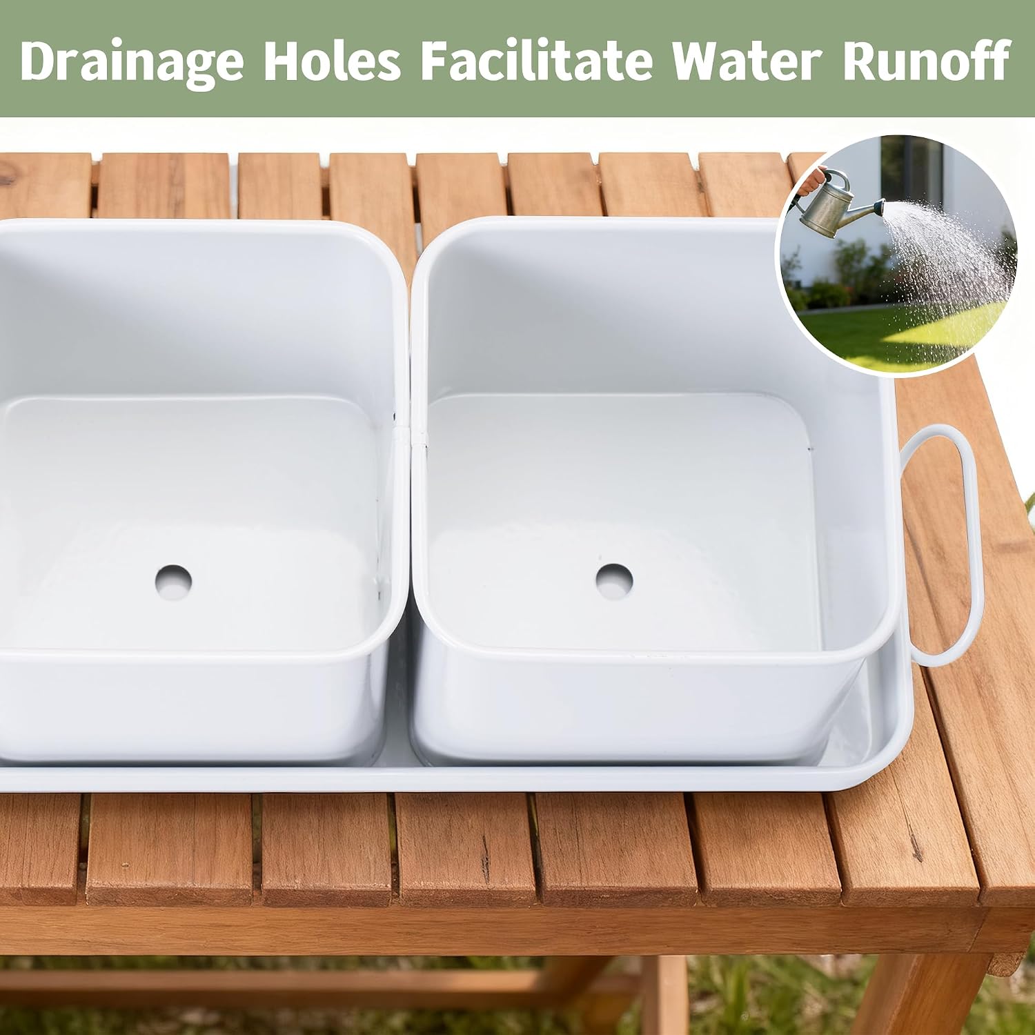 Indoor Herb Garden, Herb Planter Set with Handled Tray, 3 Iron Indoor Plant Pots with Drainage Holes, Windowsill