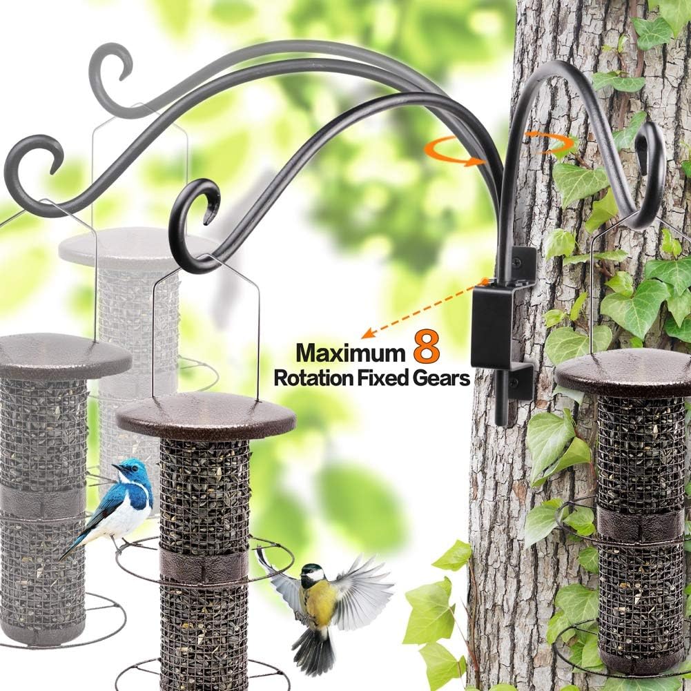 AJART Bird Feeder Hanger Outdoor: 16" Swivel Heavy Duty Wall Mount Bracket | 60 Lbs Hanging Plant Bracket for Wooden