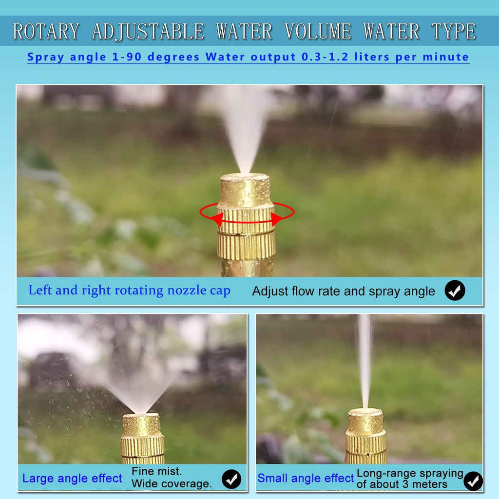 49.21FT 360° Adjustable Drip Irrigation System for Garden | 5/16'' Irrigation Tubing with 15 Nozzles, Automatic