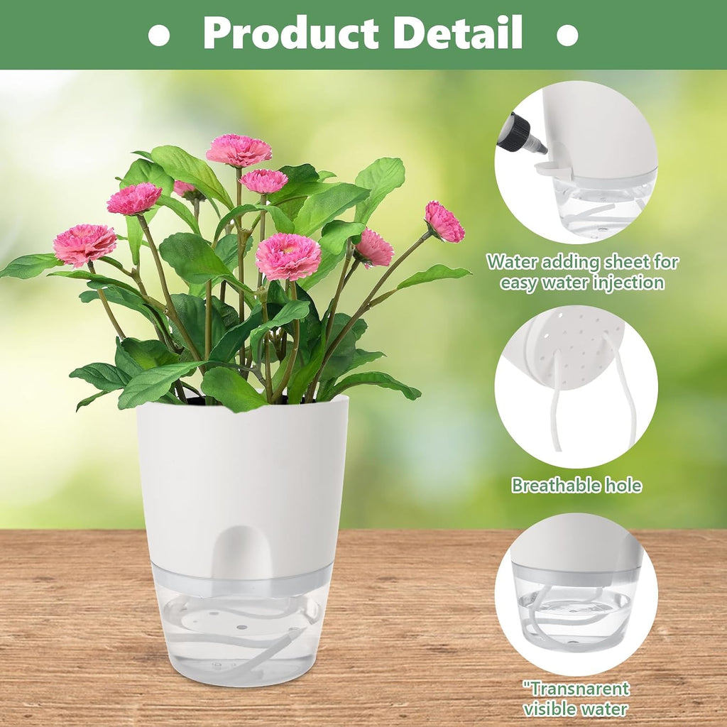 JMIATRY 15PCS Self Watering Pots 4 Inch Self Watering Planters for Indoor Plants Plastic 4 Inch Self Waterings Pots for