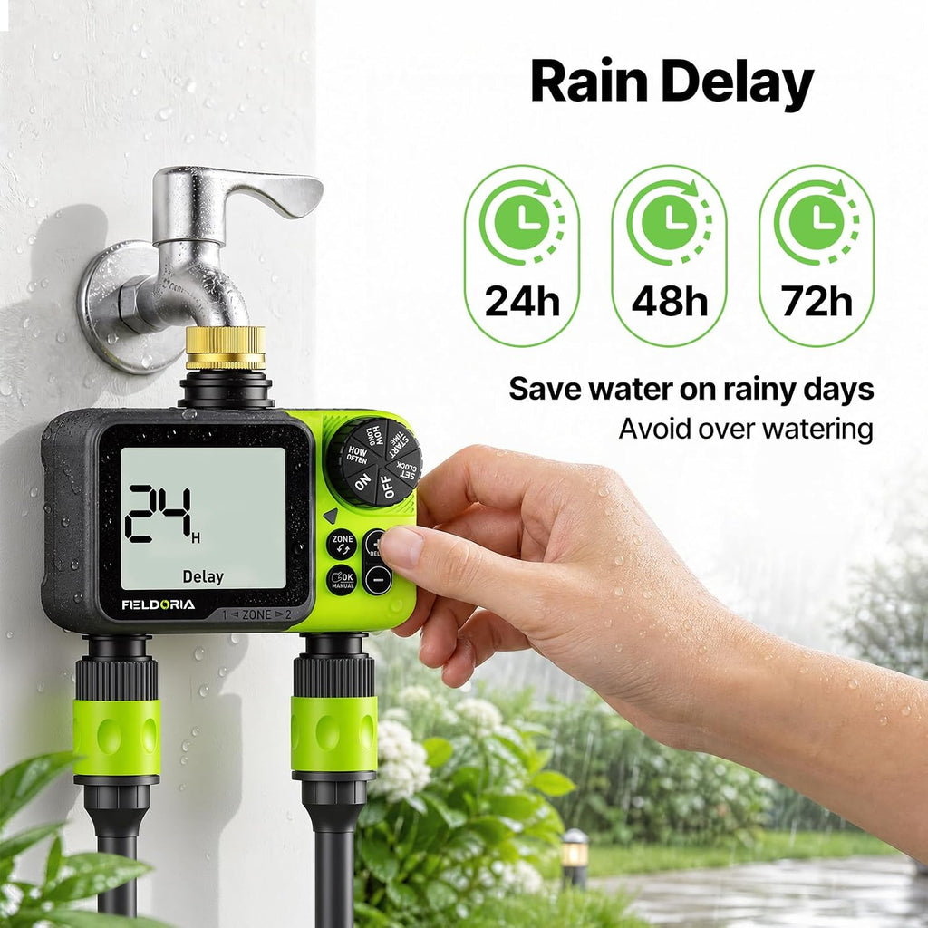 Sprinkler Timer- Hose Timer for Garden Hose, Programmable Watering Timer with Rain Delay, Outdoor Automatic & Manual