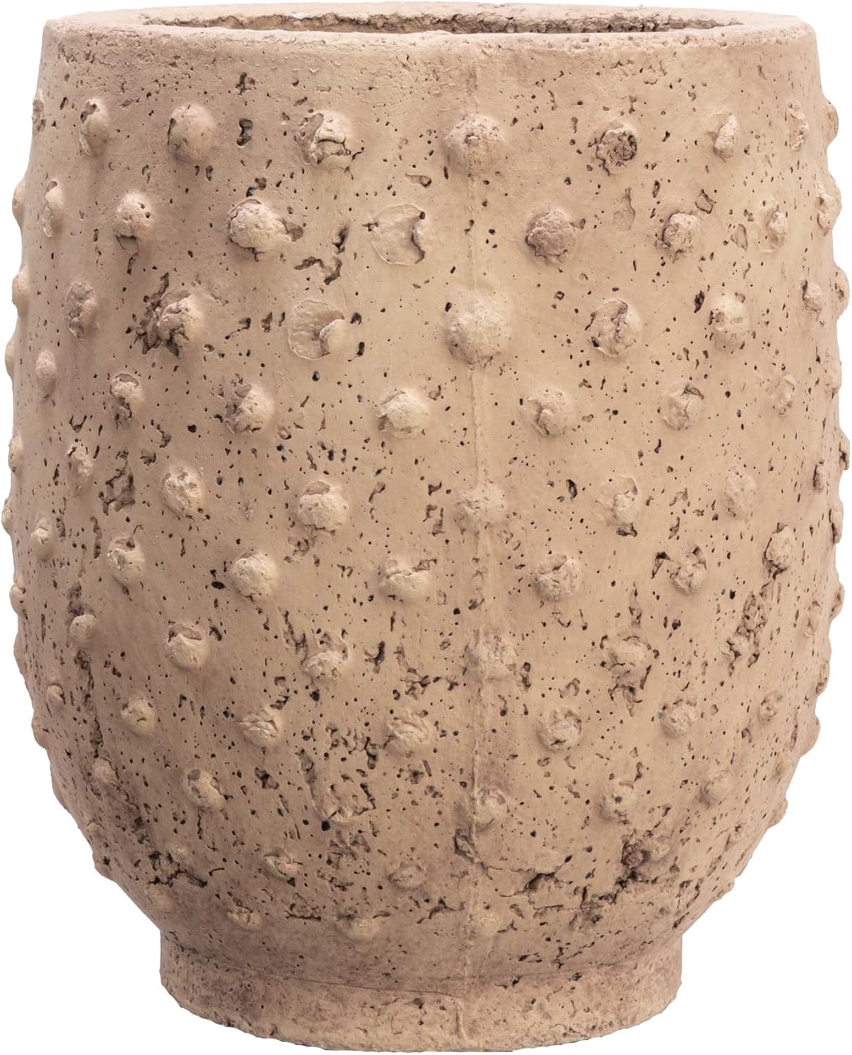 Creative Co-Op Round Sandstone Hobnail Planter with Distressed Finish, Greige