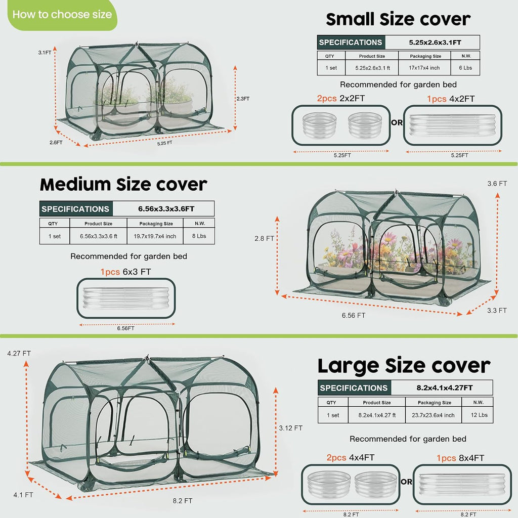 Poray Large 5.3x2.6FT Plant Netting Cover, Pop up Tunnel Crop Cage Gardening Net,Pest Guard Cover for Vegetables