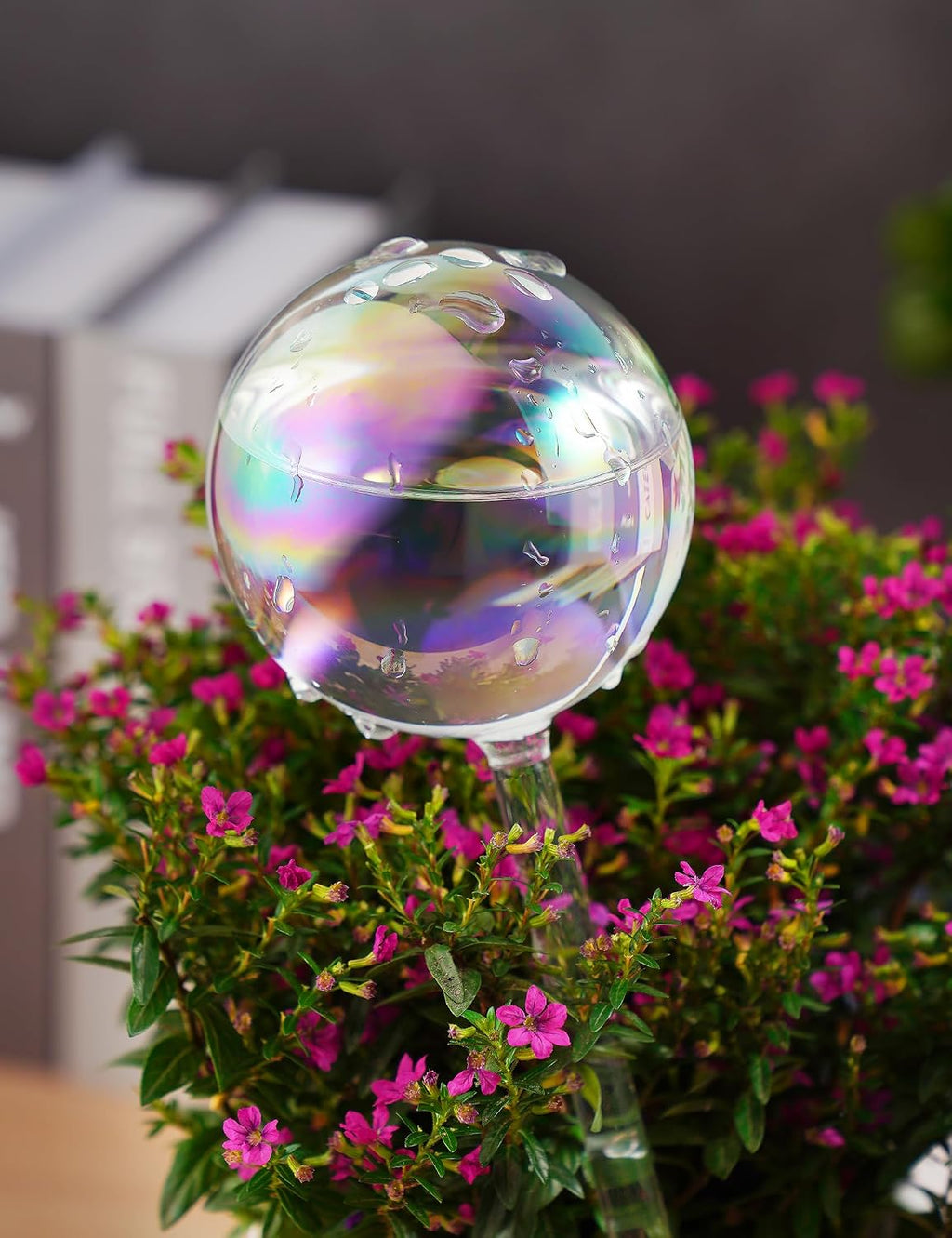 Tomorotec Glass Plant Watering Globes, Self Watering Spikes 2 Large+2 Small | Handcrafted Automatic Irrigation Spikes