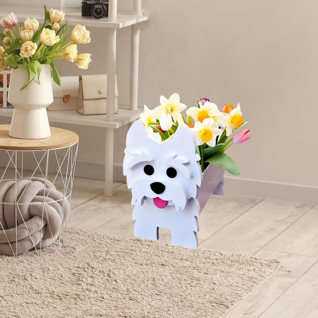West Highland Dog Planter Pots, Animal Shaped Flower Pot | Cute Plant Gift for Women and Pet Lovers, Indoor Outdoor