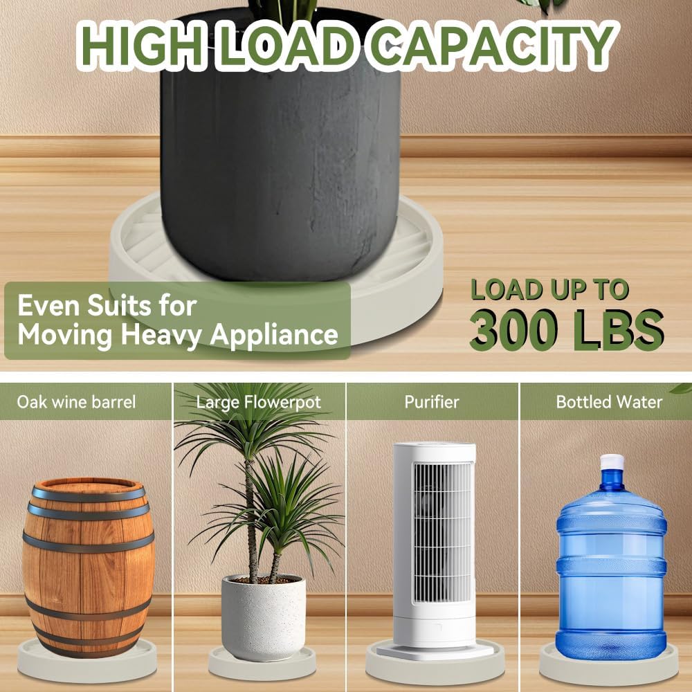 1 Pcs Plant Caddy with Wheels 14.76 Inch Hidden Wheels Heavy Duty Rolling Plant Stand, Indoor Outdoor Plant Saucer Tray