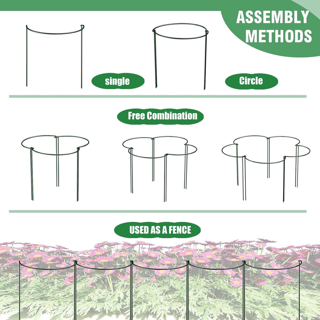 LINGHUI Peony Cages and Supports, 6 Pack Plant Support Stakes for Outdoor & Indoor Plants, 10" W x 16" H Half Round