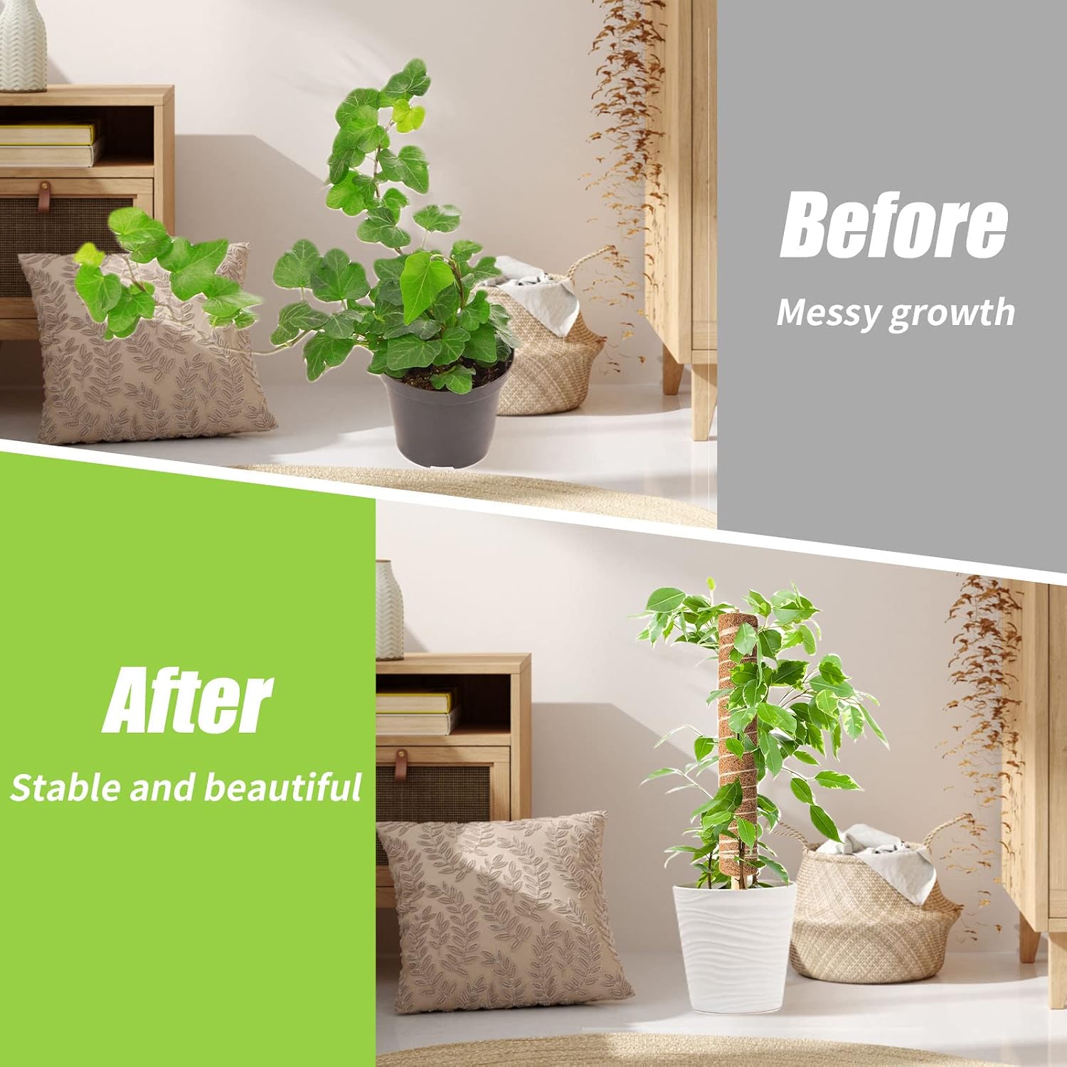 16 Pack Moss Pole for Plants Monstera 264 Inch Bendable Plant Pole Sticks Support Extension with Ropes Labels Tapes Tie