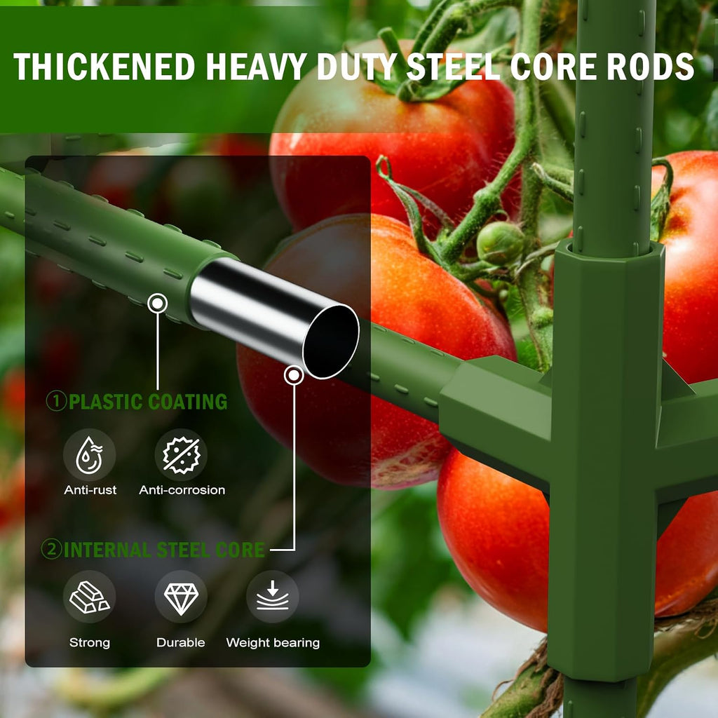 Uyittour 3 Pack Square Tomato Cages for Garden, 45" Heavy Duty Tomato Trellis Plant Support Cages for Raised Garden Bed