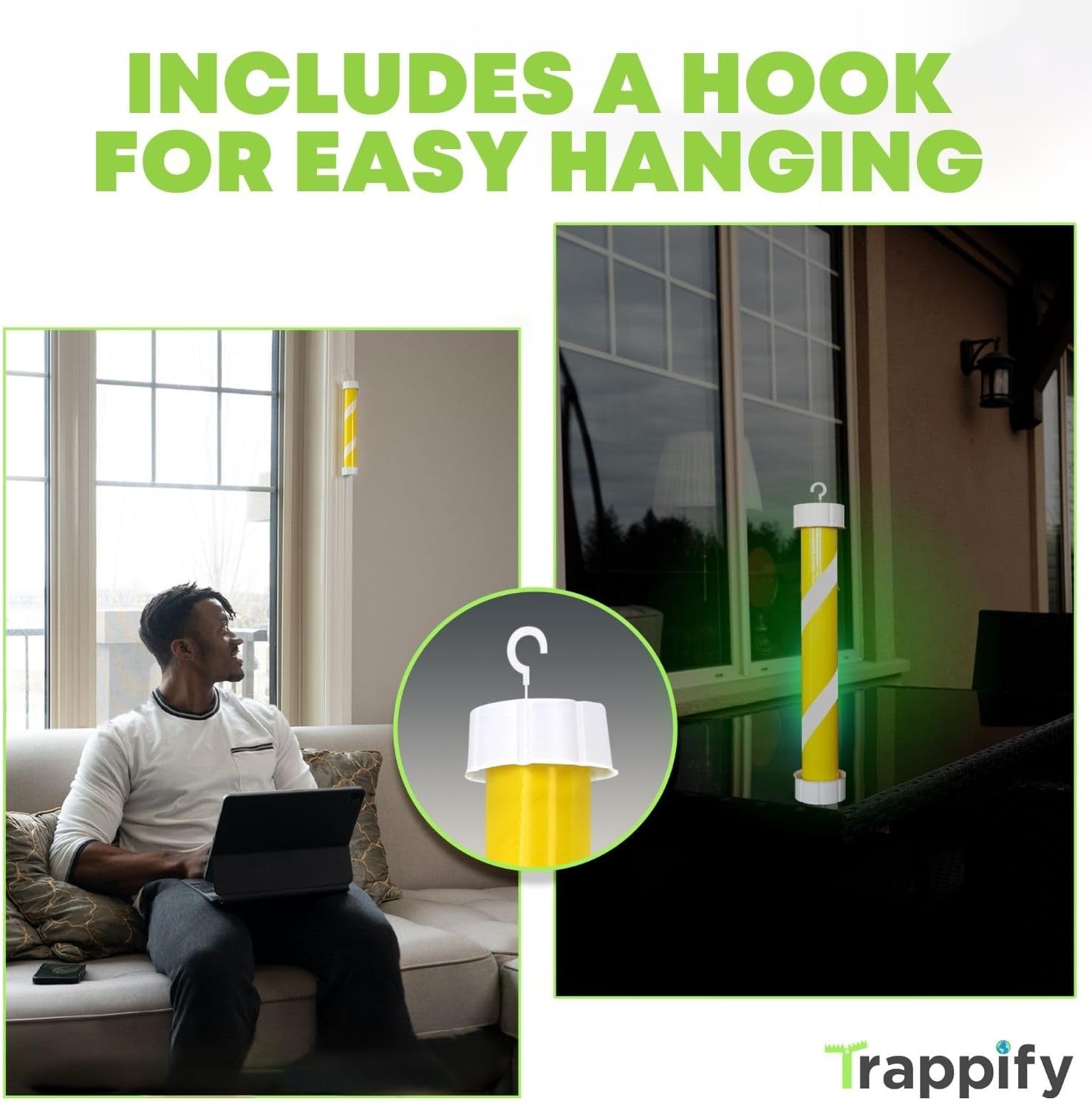 Trappify Glow-in-The-Dark Fly Trap for Indoor & Outdoor Fly Sticks (8 Pack) | Yellow Adhesive Fly Sticks