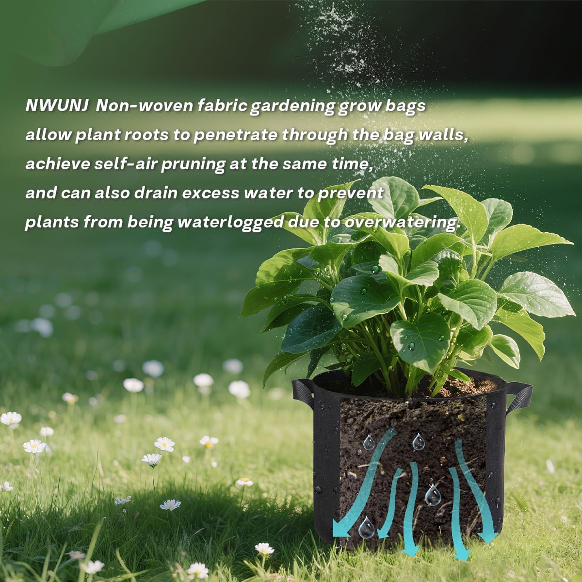 10 Pack 7 Gallon Grow Bags, Heavy-Duty 300G Thickened Non-Woven Fabric Pots with Handles for Potatoes, Mushrooms