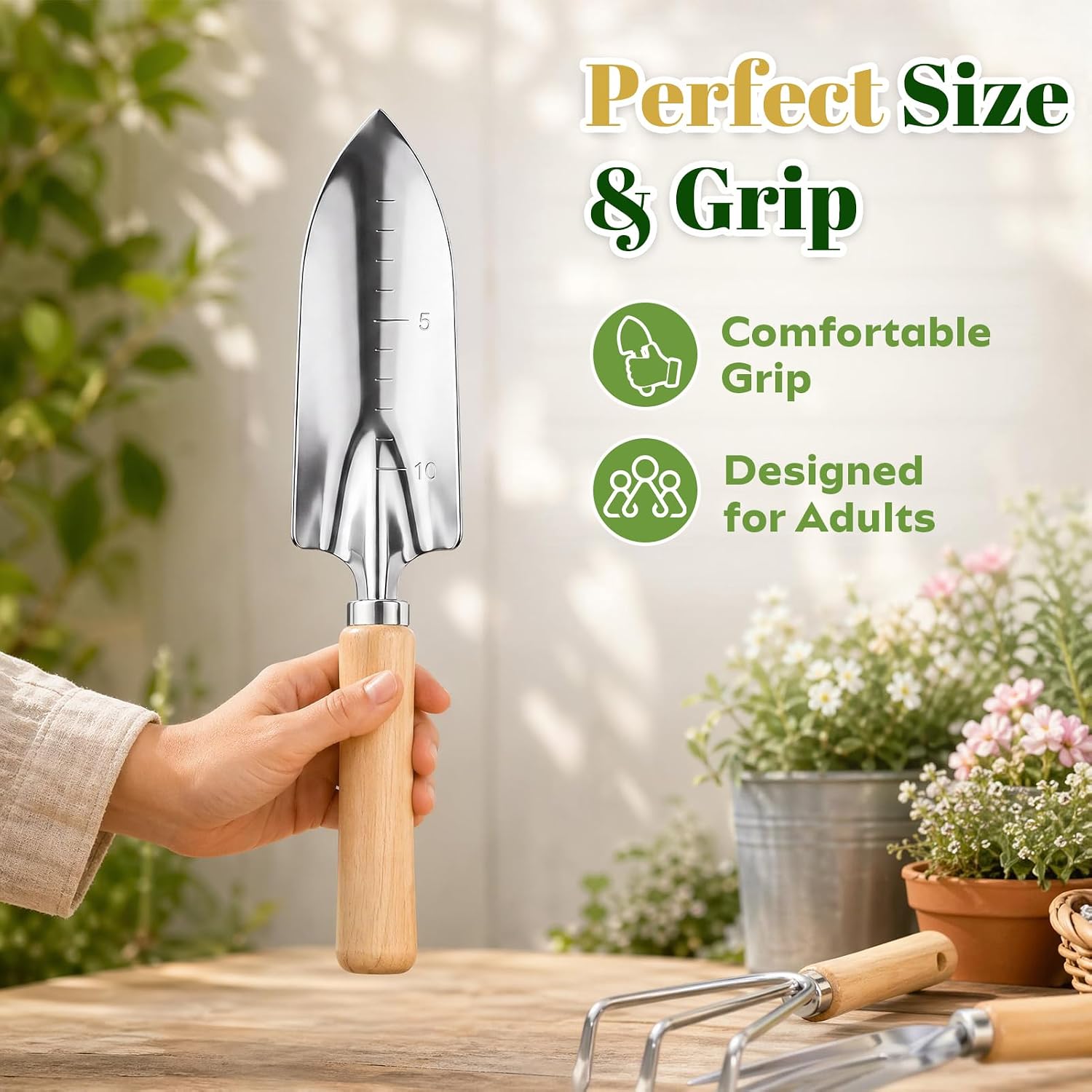 Gardening Tool Set, 9-Piece Heavy Duty with Durable Tote Bag, Ergonomic Rust-Resistant Garden Tools, Ideal Gardening