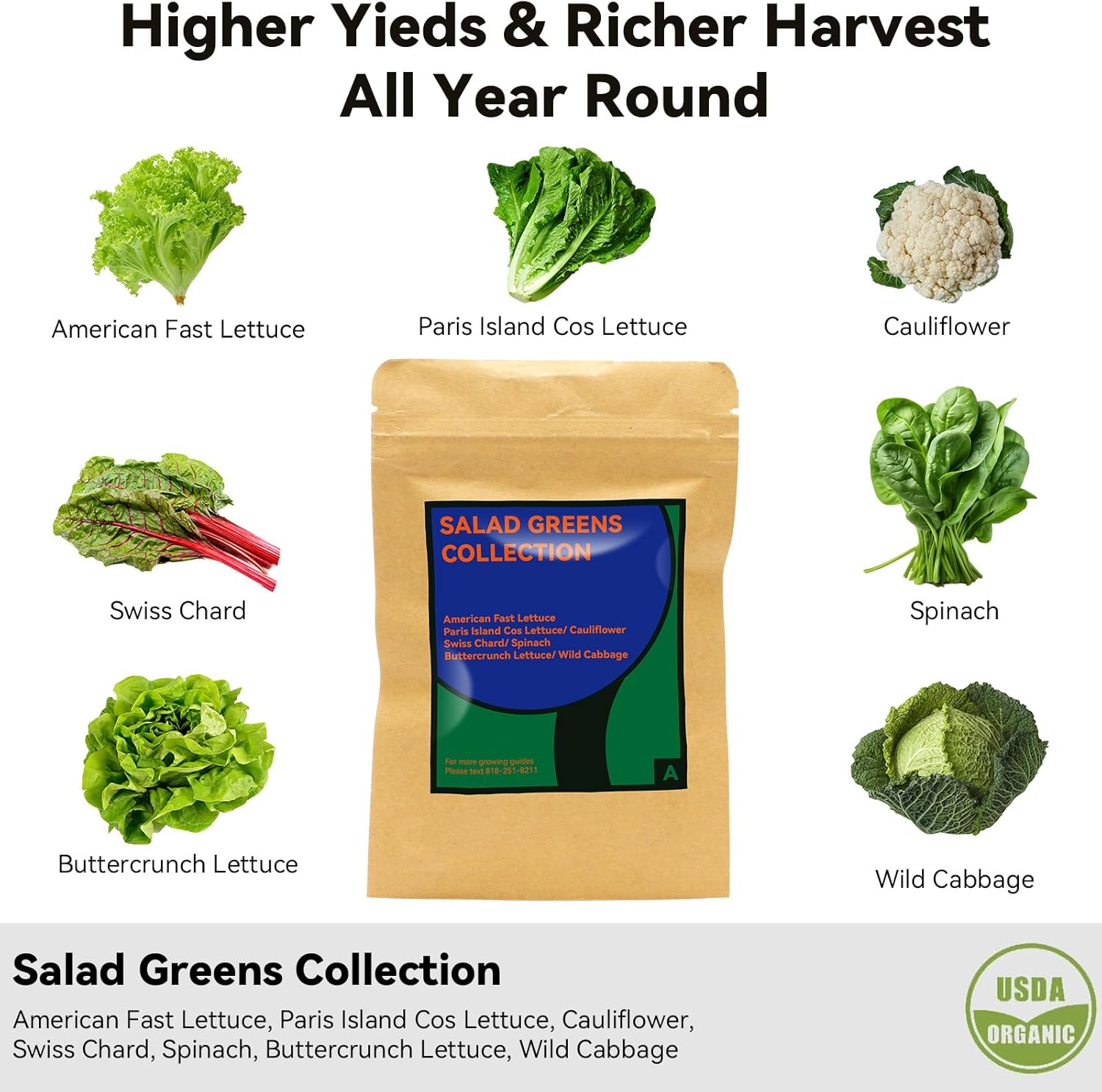Salad Greens Seed Pod Kit for AeroGarden Hydroponics Growing System, 50 Pods Indoor Home Garden with American