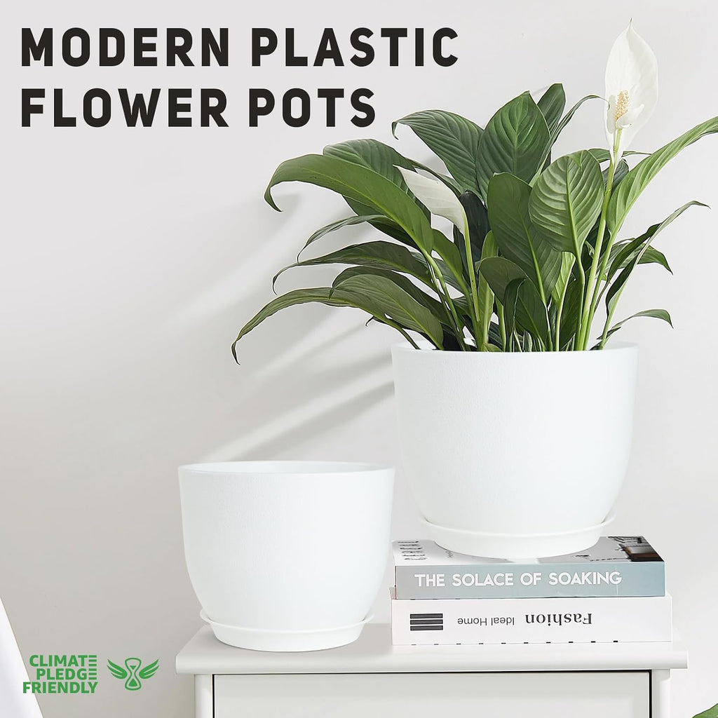 YNNICO Plant Pots 10/9/8/7.5/7 inch Flower Pots with Multi Mesh Drainage Holes, Planters for Indoor Outdoor Garden
