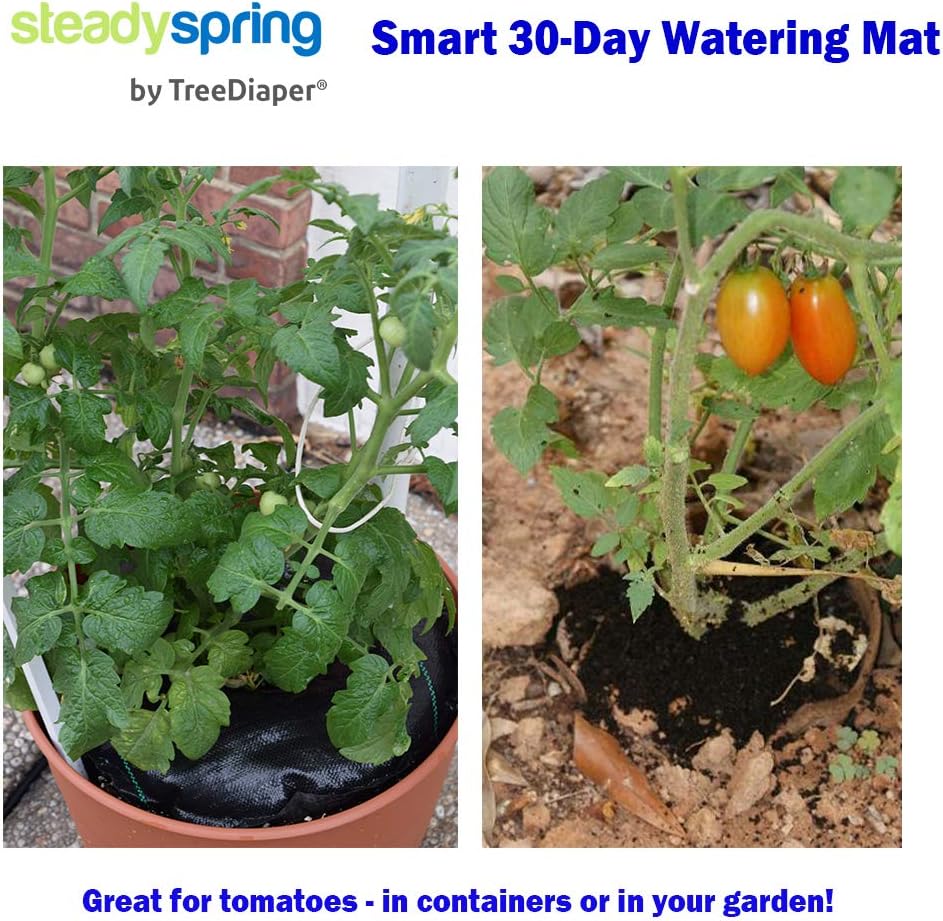 SteadySpring(R) Smart 30+Day Watering Mat Auto Refills with Rain for Tomato Plants, Peppers, Veggies, Perennials