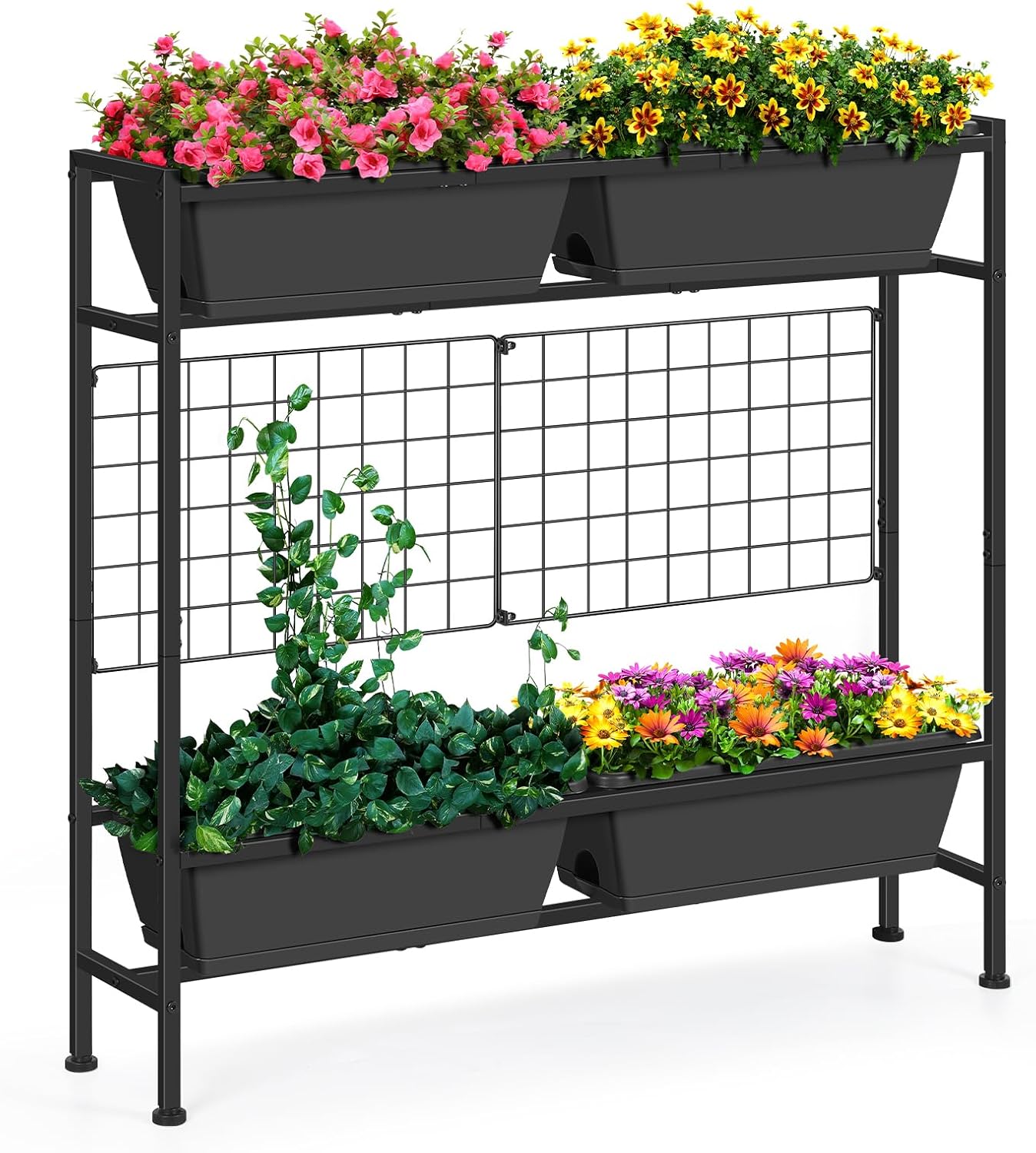 OYEAL Raised Garden Beds Outdoor with Legs 32" Tall Herb Garden Planters Box Raised Flower Beds for Gardening, Vertical